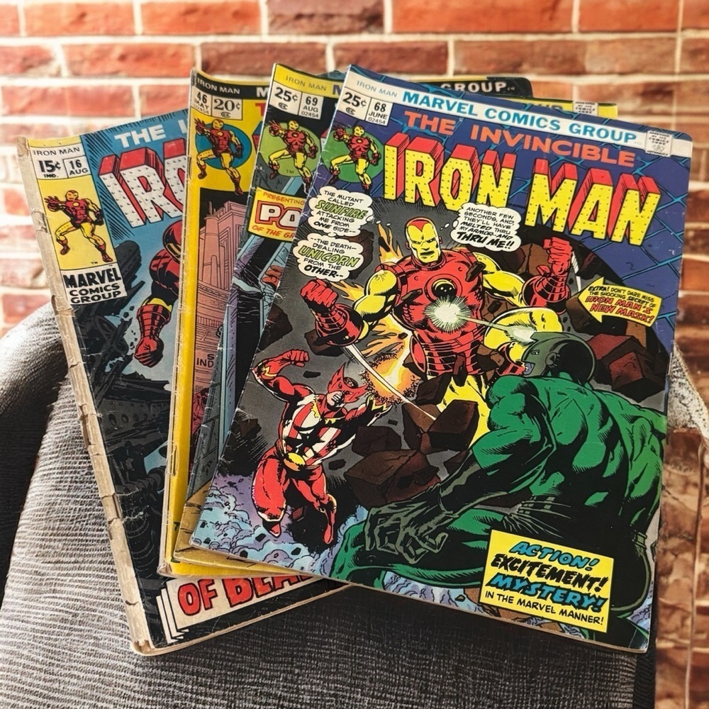 Vintage Marvel The Invincible Iron Man Comic‎ Books Set of (4) USED CONDITION